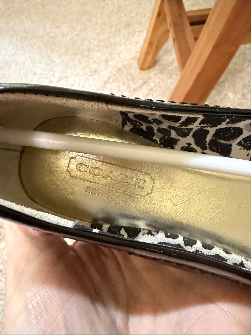 NIB Authentic Coach Anora Black Patent Leather Flats Size 7 - Picture 10 of 11